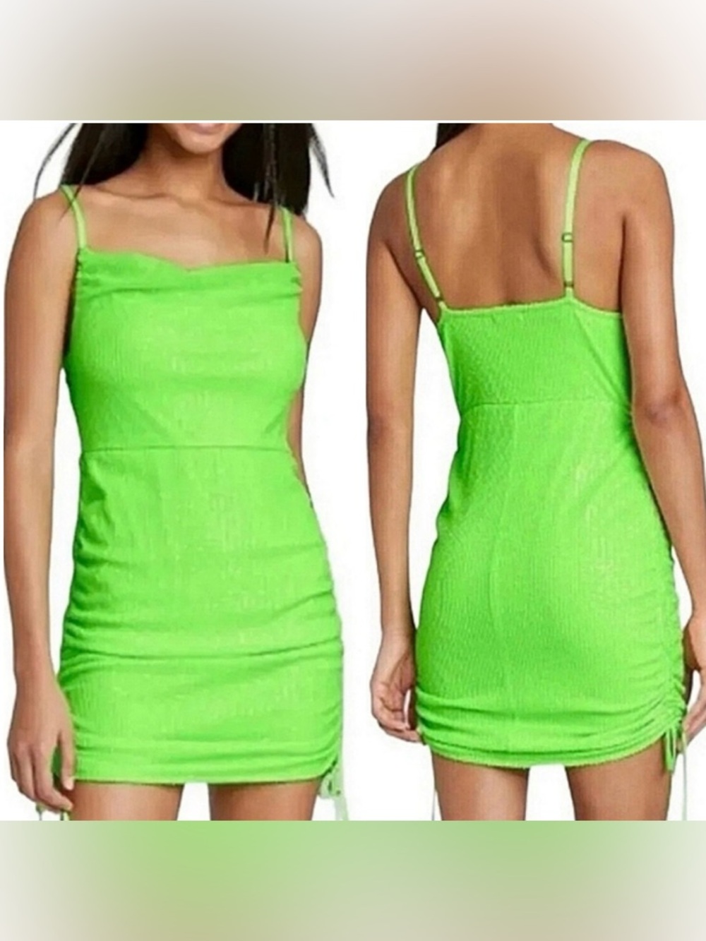 NWT Wild Fable Neon Lime Green Sequin Mini Dress - Size S Rave Festival Costume